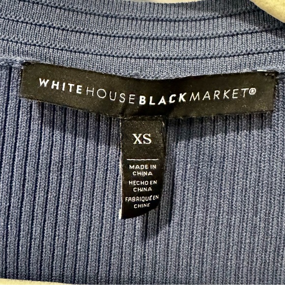 White House Black Mixed Stitch Cardigan w/Gold Buttons Blue - Size XS - Picture 7 of 9